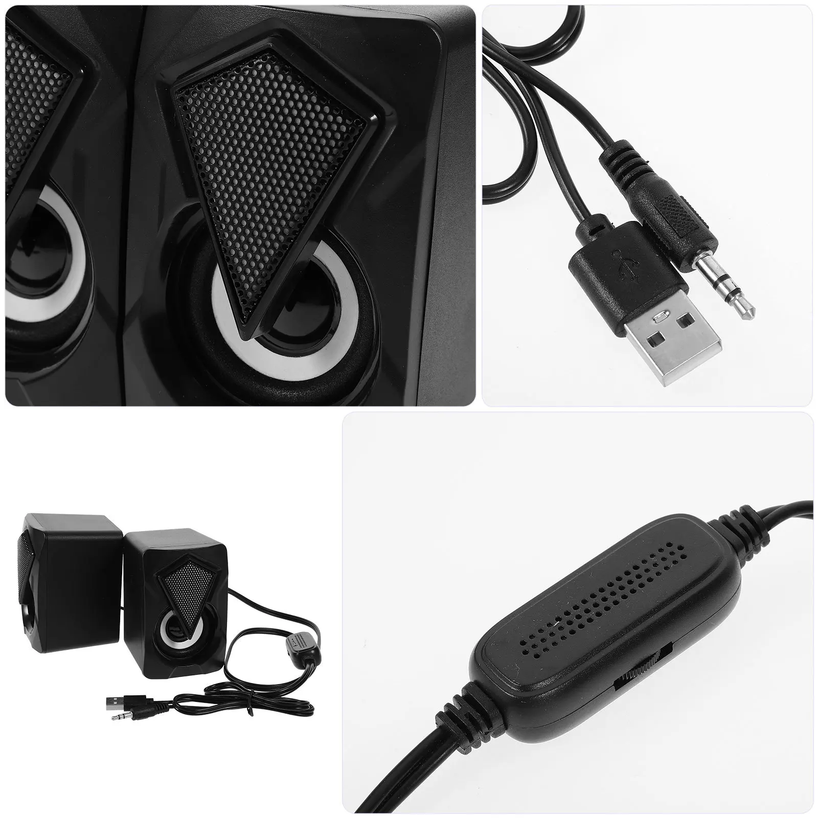 

2 pcs Rgb Led Multimedia Desktop Speakers Built-In Anti-Magnetic Chip European Style Design For Computer Laptop Gaming 2-Channel