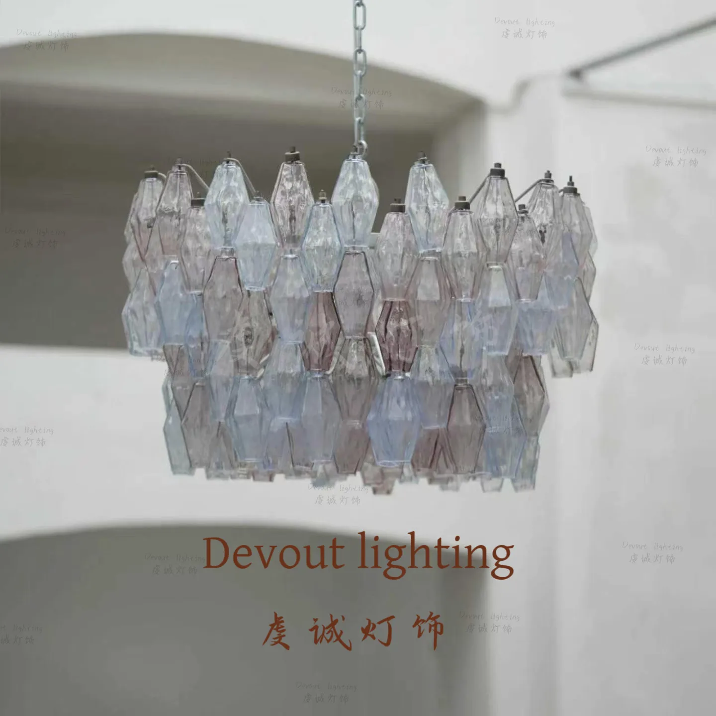 Middle French retro style villa living room dining table bar counter dining room bedroom Murano glass wardrobe pendant light