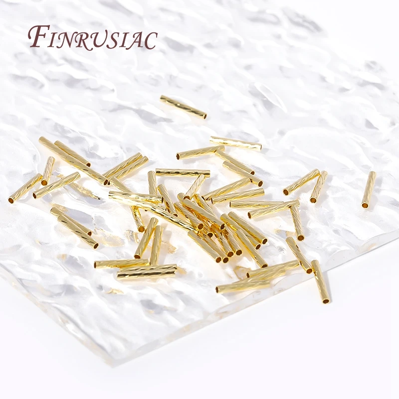 1.5X10MM Brass Metal Straight Tube Beads 18K Gold Plated Hollow Tube Beads Jewelry Connectors,DIY Jewelry Making Accessories