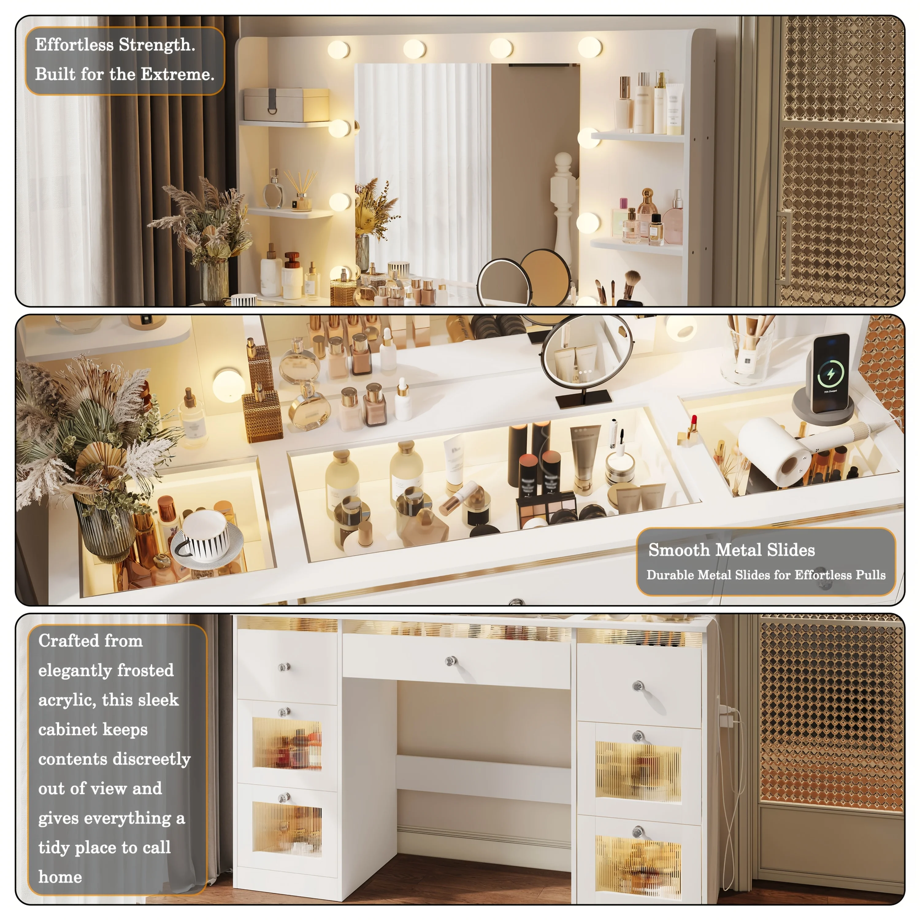طاولة مكياج مع 7 أدراج مضاءة و - مراجعة Dressing Table Vanity With Lighted Mirror وسعره