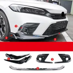 Car Styling Front Bumper Moulding Fog Light Cover Lamp Frame Blade Wind Knife Trim Strip Accessories For Honda Civic 11th 2022 +