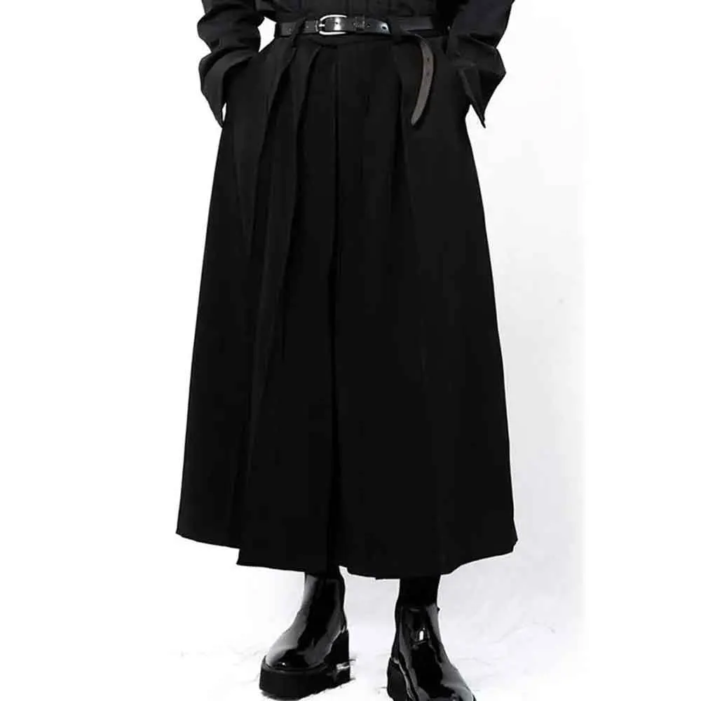 Xs-5xl رجل كولوتيس الظلام القوطية عادية الساموراي السراويل هاكاما موضة ملهى ليلي الشباب في الهواء الطلق العصرية تنورة السراويل ملابس للرجال