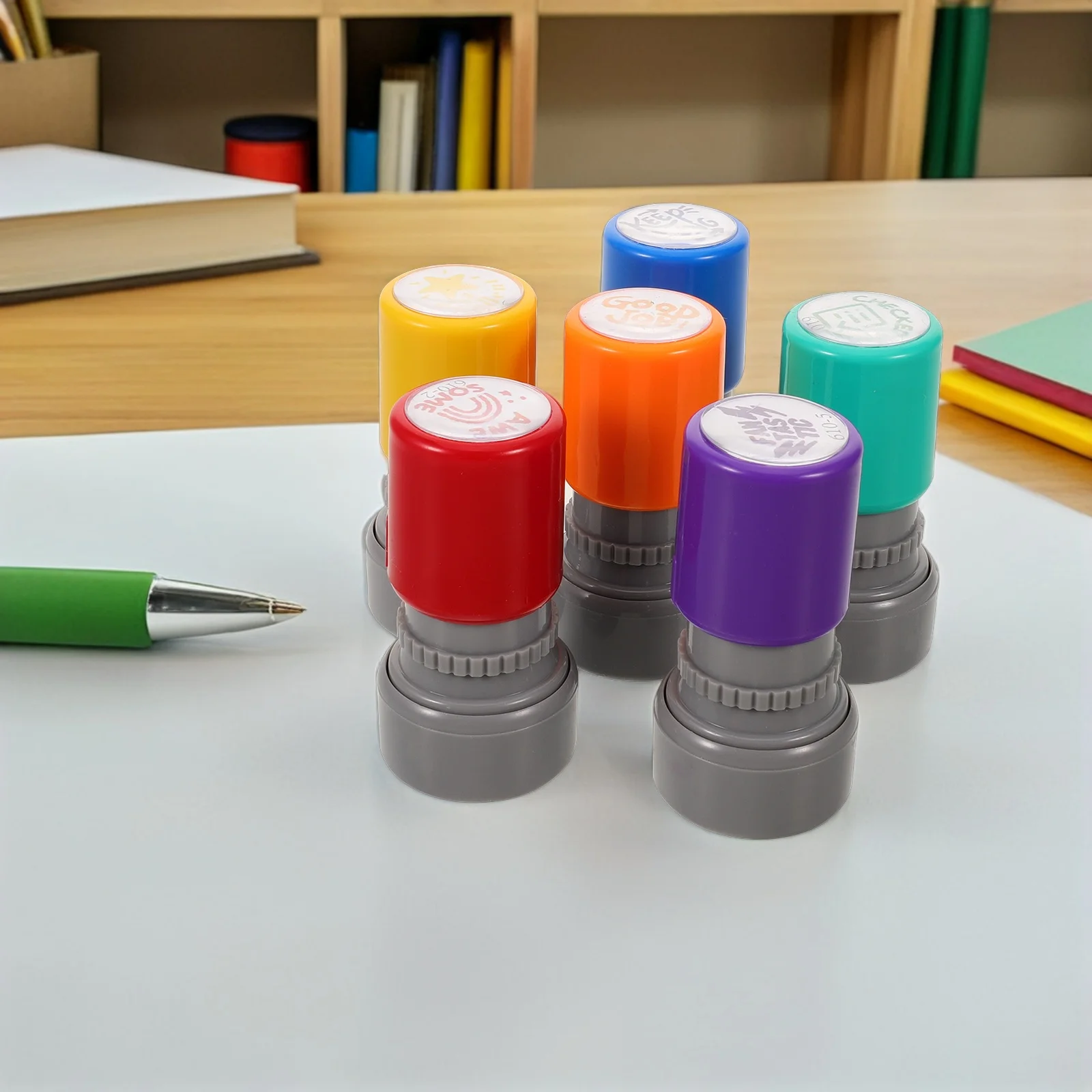 6 шт., детские образовательные штампы, красочные самокрашивающиеся штампы для учителей, награды для классной комнаты, домашние задания, обратная связь, мотивационная оценка