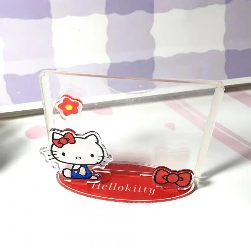 2Pcs Miniso Kawaii 3 Inches Acrylic Photo Frame Hello Kitty Cartoon Small Card Exhibit Stand Up Sign Ornaments Cute Fashion New