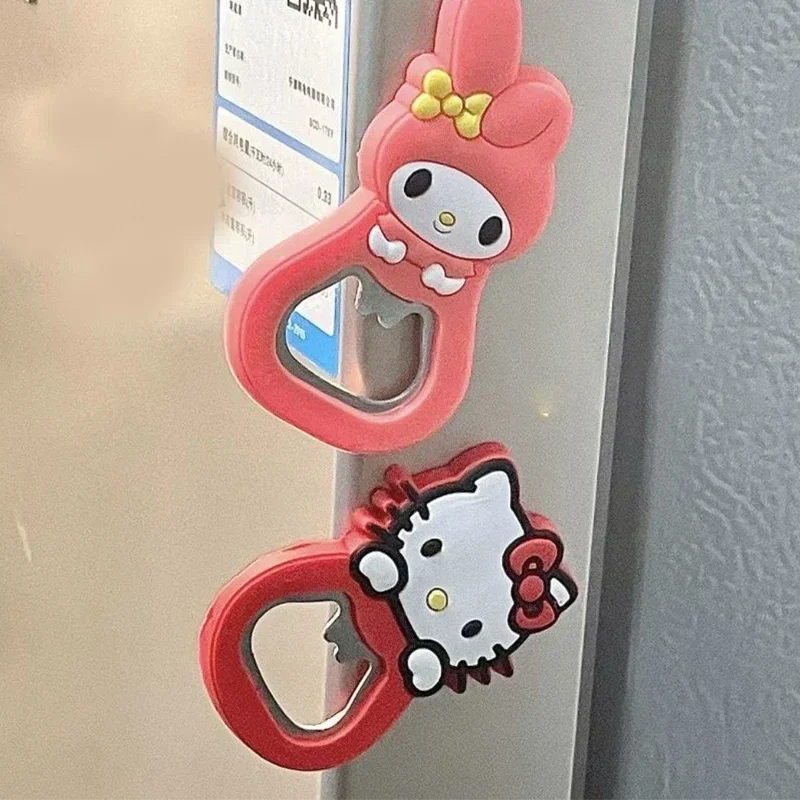 Kawaii Hellokitty Sanrio Bottle Opener Anime My Melody Cartoon Creativity Fridge Magnet Beer Soft Drink Cute Home Girl Gift