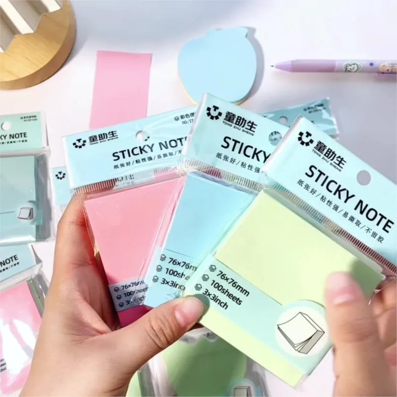 100 ورقة ملونة نشرت مذكرة ملاحظات لاصقة منصات ذاتية اللصق القرطاسية ورقة ملصقات دفتر مدرسة مكتب رسالة ملصق