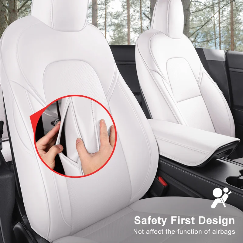 Nappa Leather Seat Covers for Tesla Model 3/Y Waterproof Seat Cushion Full Set Custom Fit for Juniper Highland 2020-2024