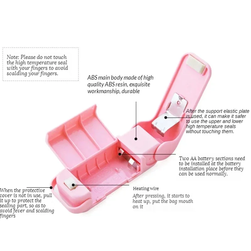Mini máquina selladora de bolsas de plástico, máquina de sellado de Clip de almacenamiento, sellador portátil, sellado de embalaje para aperitivos