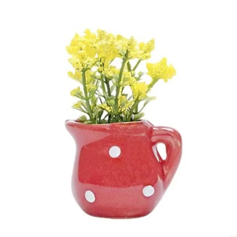 Handcrafted Ceramic Flower pot Easy Cleaning Home Accent