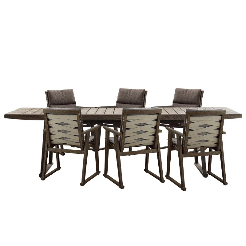 

Teak outdoor tables and chairs courtyard villa garden anticorrosive wood tables waterproof solid wood tables and chairs