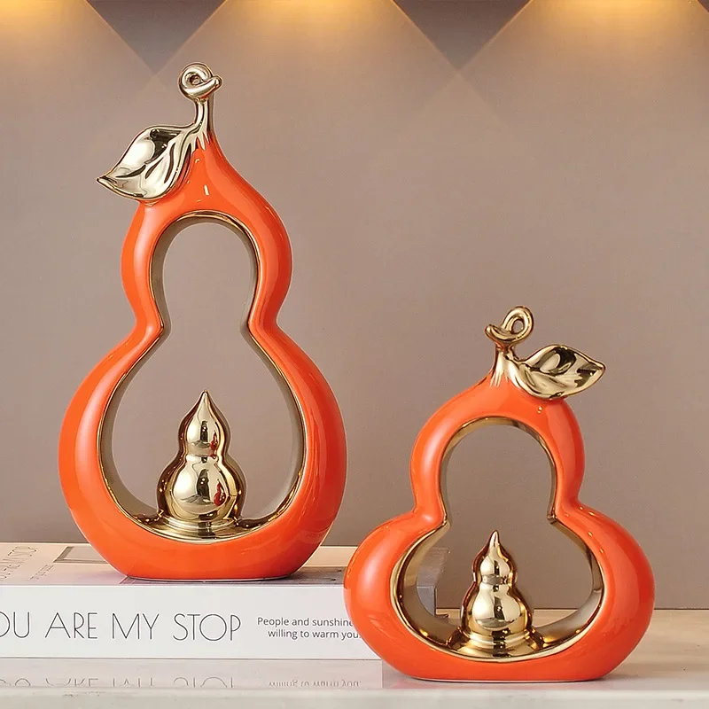 Gourd ceramic ornaments light luxury high-end living room entry porch TV wine cabinet New Year's Spring Festival decorations