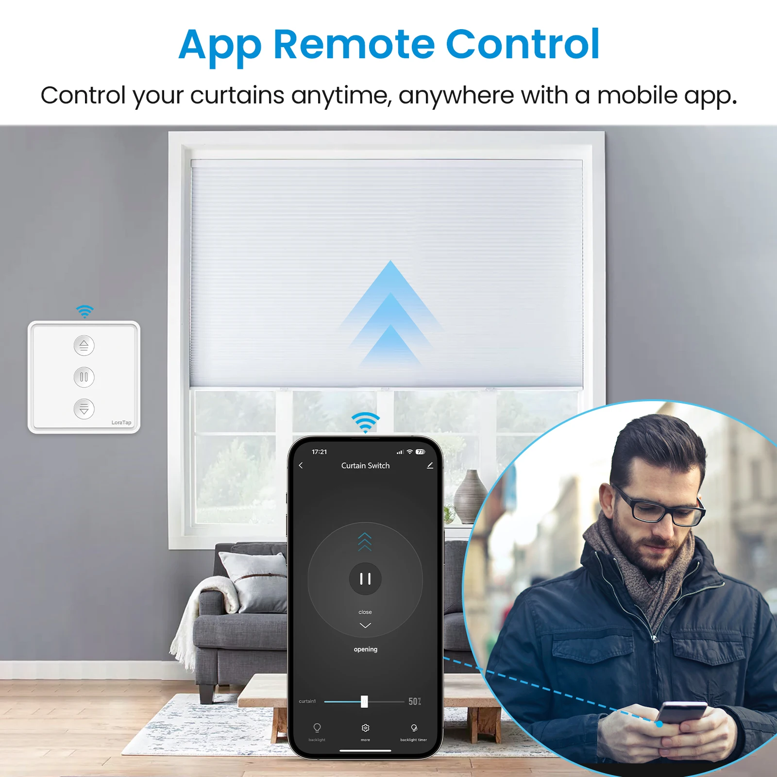 Tuya Smart Life 7. Generation Vorhang-Rolladen-Taster-Schalter App Prozent-Fernbedienung Google Assistant Alexa – Detail 3