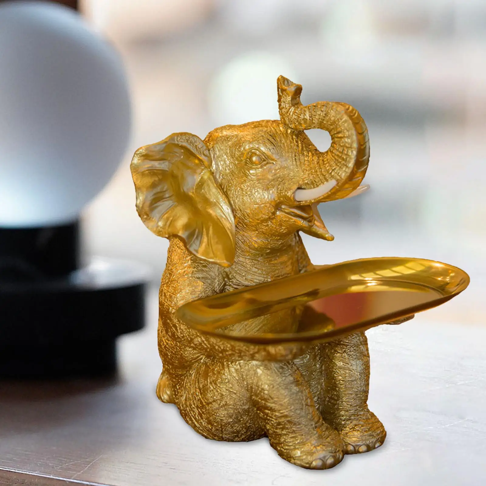 Key Storage Tray Elephant Sculpture Sturdy Jewelry Tray Home Decor Adorable Resin Multifunction for Entryway Desk Living Room