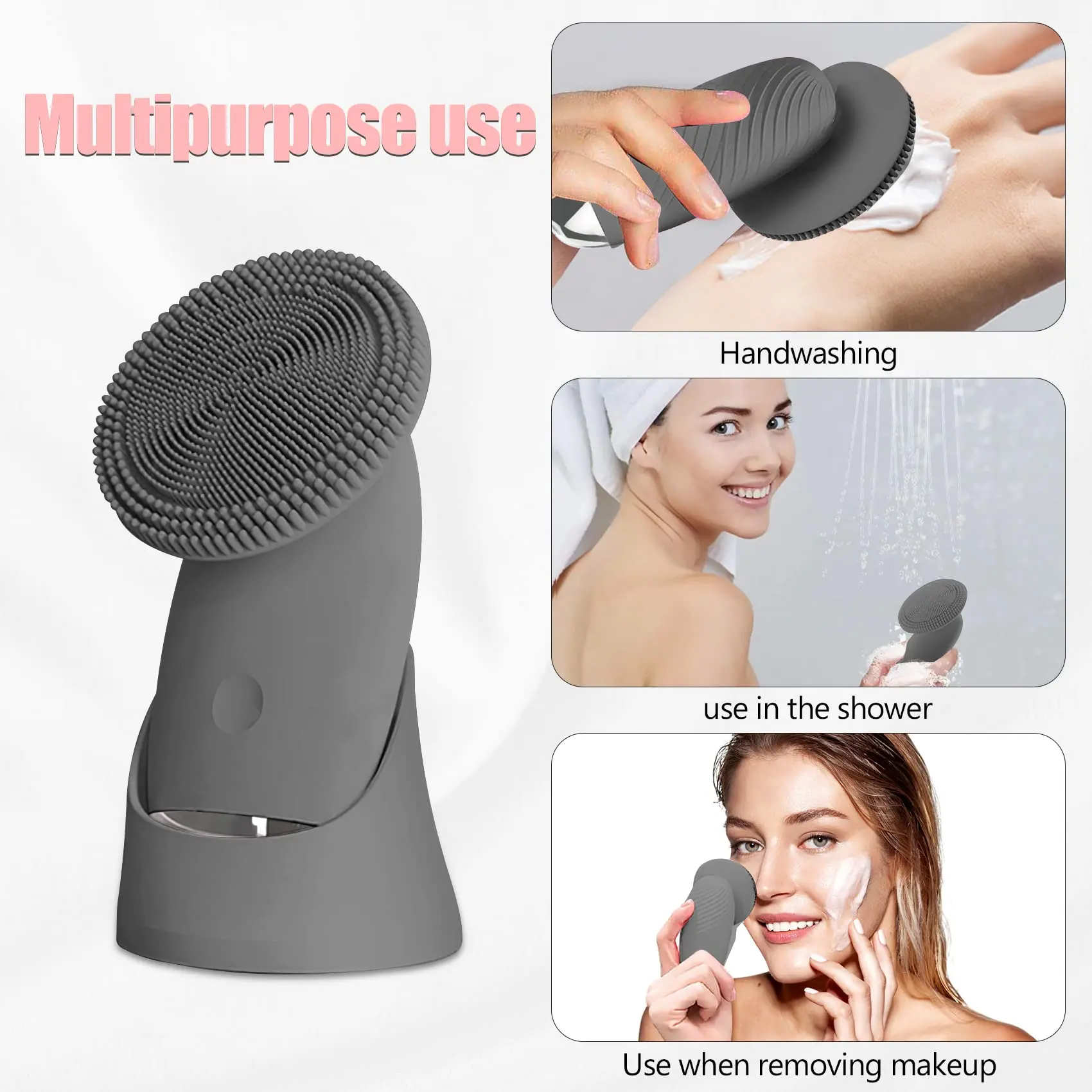 Electric Silicone Facial Cleansing Brush Sonic Face Brush Massager for Makeup Remover Deep Cleaning Exfoliating Skin Caring Gift