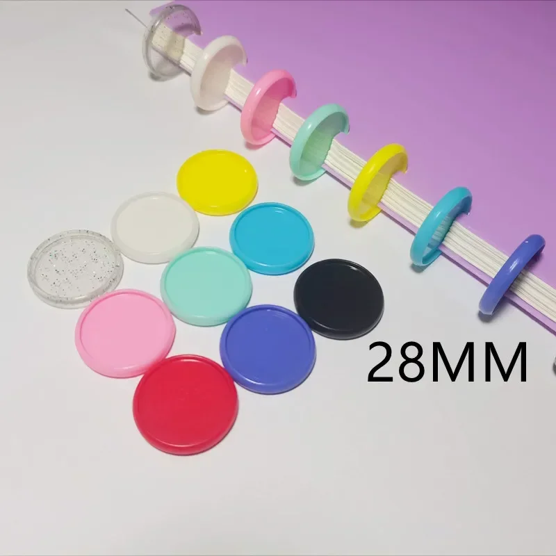 28MM 100PCS loose-leaf binder ring solid plastic mushroom hole disc loose-leaf button binding button plane ring disc binding