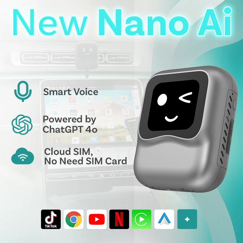 2025 Ottocast New Smart AI Box Nano Wireless Carplay Android Auto CarPlay Magic Dongle Carplay Adapter AI Box for Cars Media AA