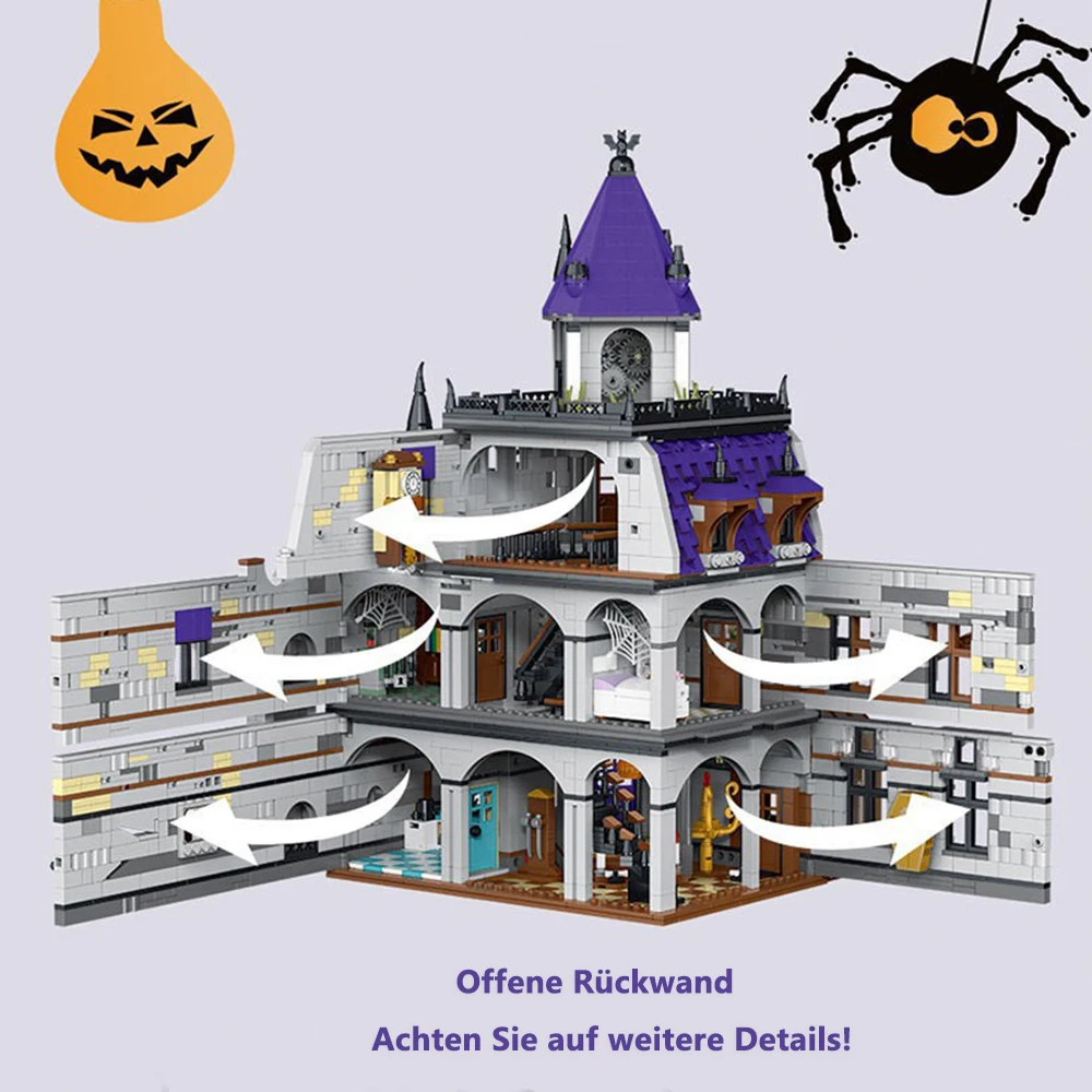 Hallows' Day Mystery Mansion Medieval Castle House Buildings Sets,City Street Brick Model Modular Blocks Kit Toys Gifts 4190PCS