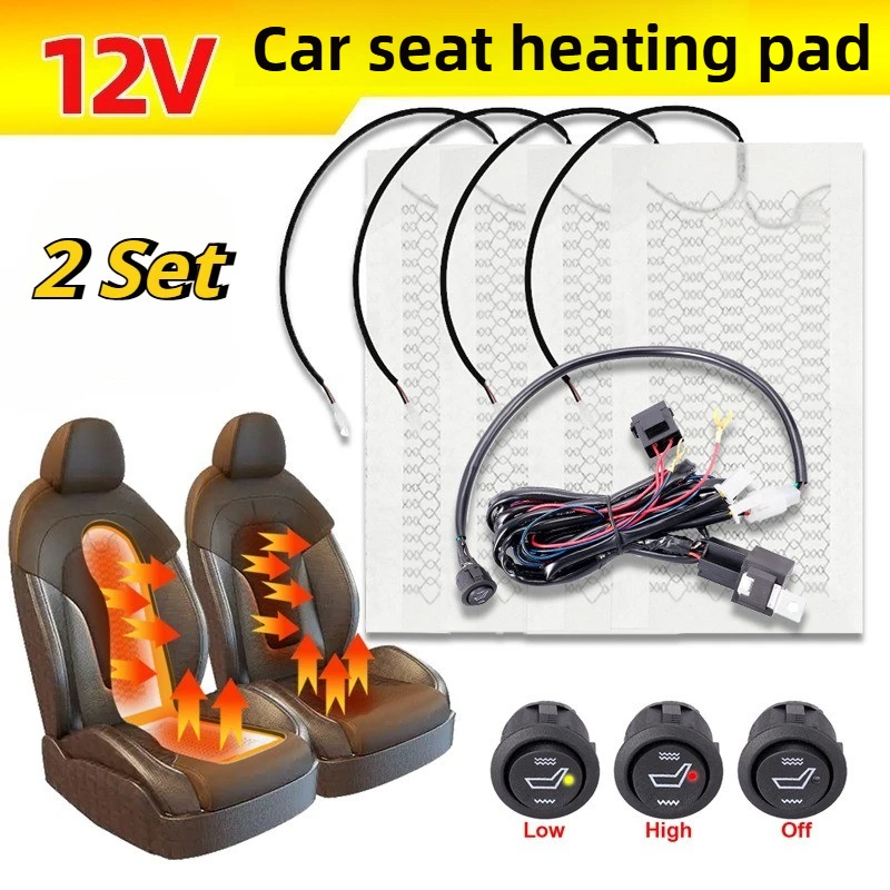 

Универсальный обогреватель автомобильных сидений на 2 человека, грелки из углеродного волокна с компактным 2-уровневым переключателем, простая установка (12 В)