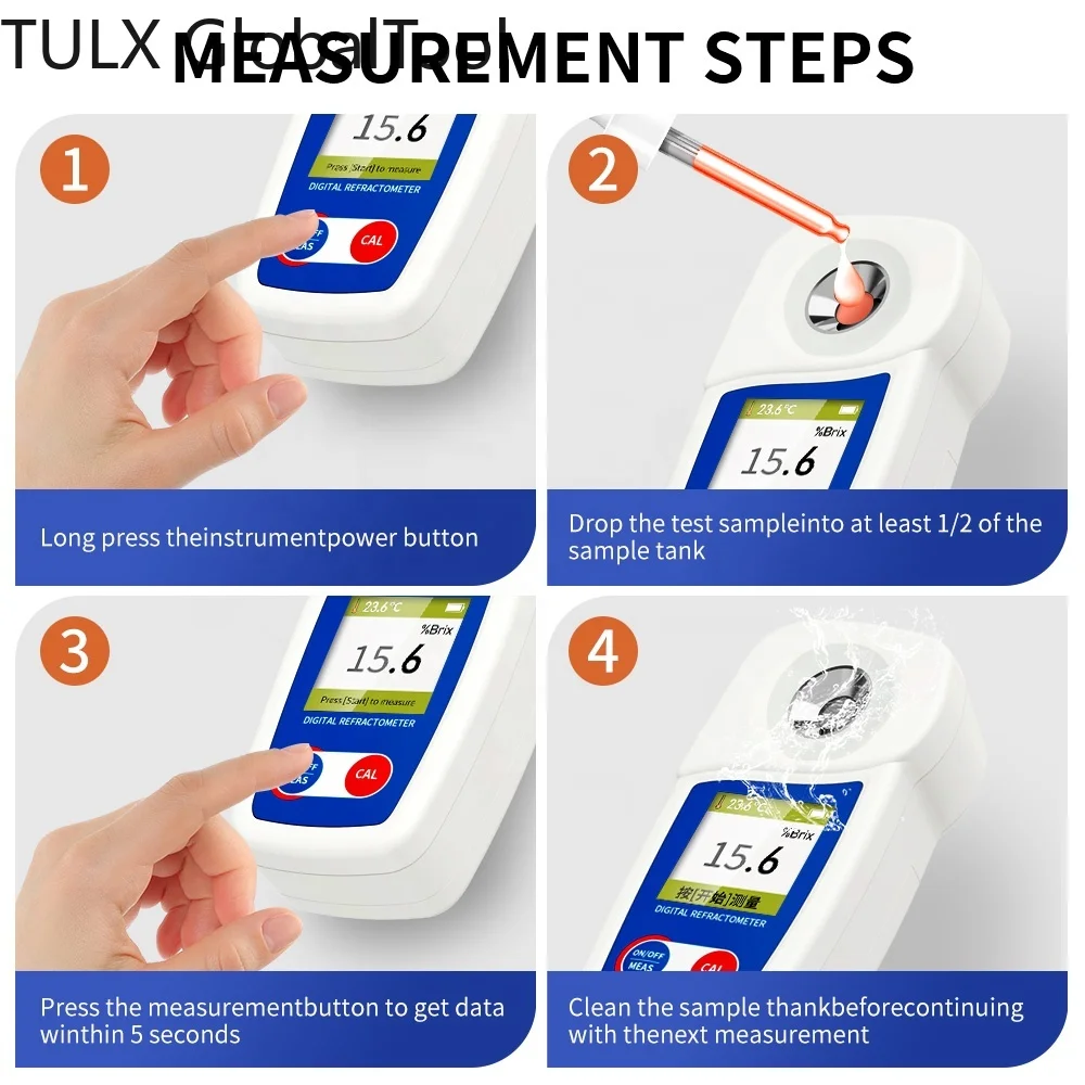 

Цифровой рефрактометр TULX, сахариметр, денсиметр для измерения концентрации сахара в фруктах, вине, пиве, 0~35% (измеритель Brix)