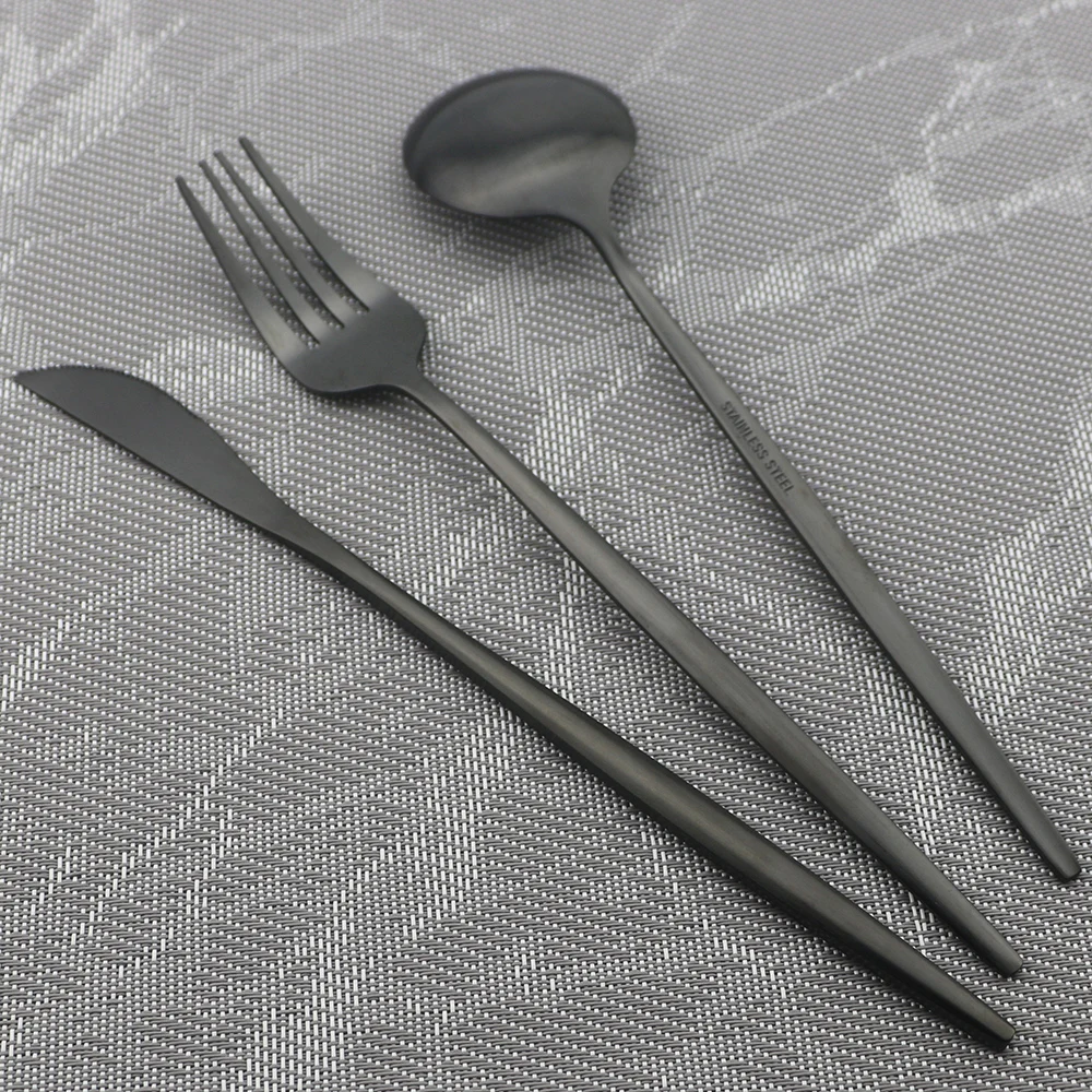 6Pcs Matte Dinner Forks Cutlery Black Stainless Steel Fork Flatware Kitchen Silverware Western Dinnerware Restaurant Fork Set