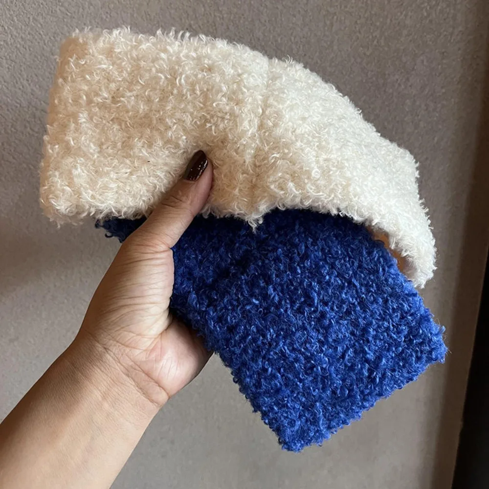 

Teddy Velvet Women's Knitted Headband Autumn Winter Styles Ear Protection Strap Headband Wide Edge Warm Sports Headband