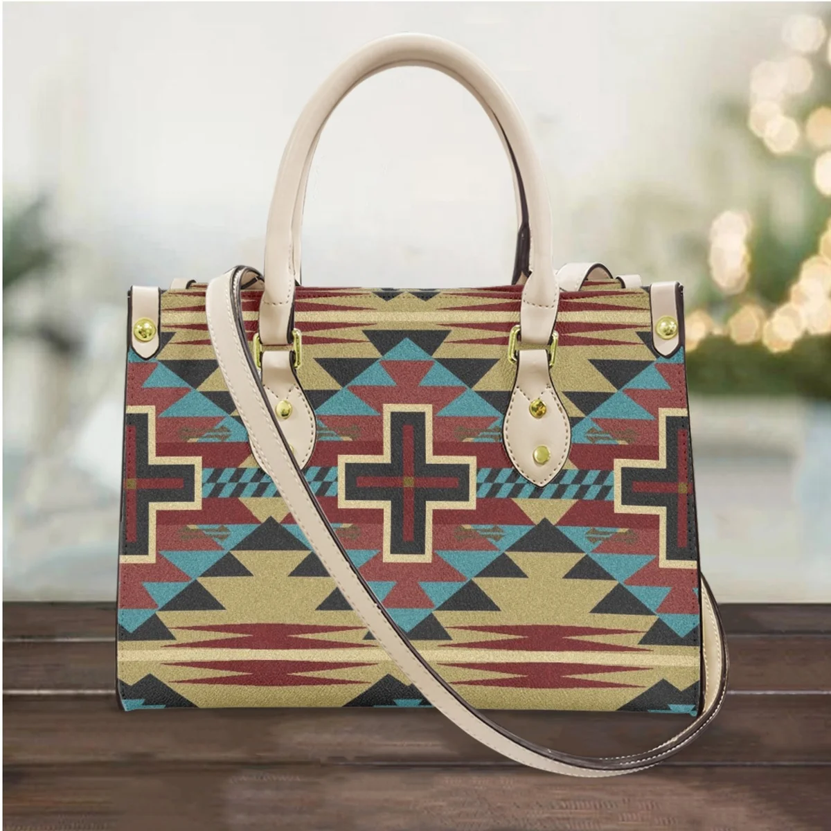 Tribal Geometry Women Shoulder Bag Small Handbags And Purse Luxury PU Leather Ladies Cross Body Bags Woman Casual Totes Bolsas