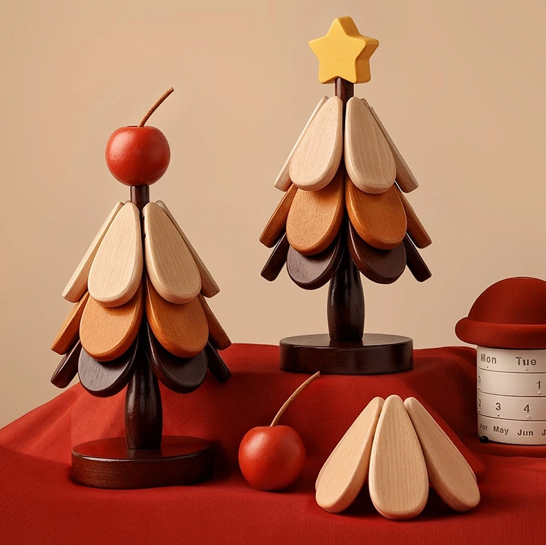High Quality Extra Large Thickened Christmas Tree Trivet 3/4/5 Layers Solid Wood Heat Resistant Pot Pad Holiday Gift