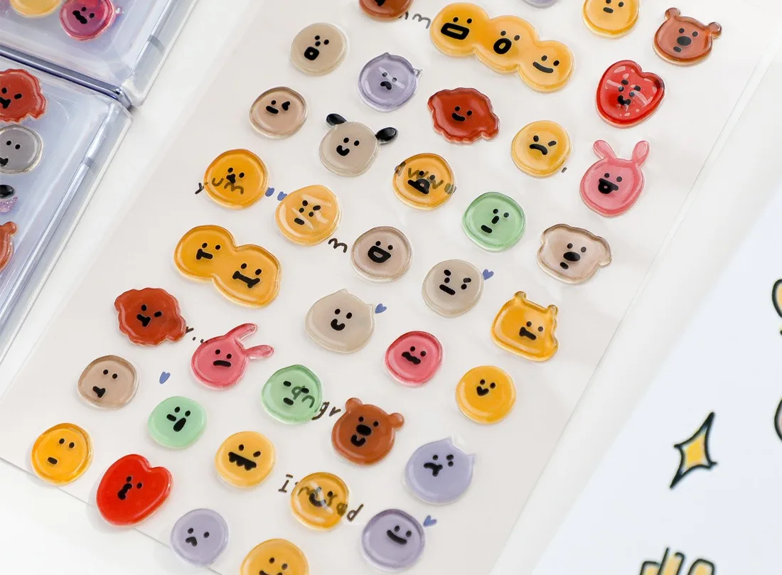 Koreanische 3D Smiley-Kristallaufkleber DIY Bastelbedarf BONITO Edelstein-Sticker für Scrapbooking, Junk Journal & Heimdekoration – Detail 9