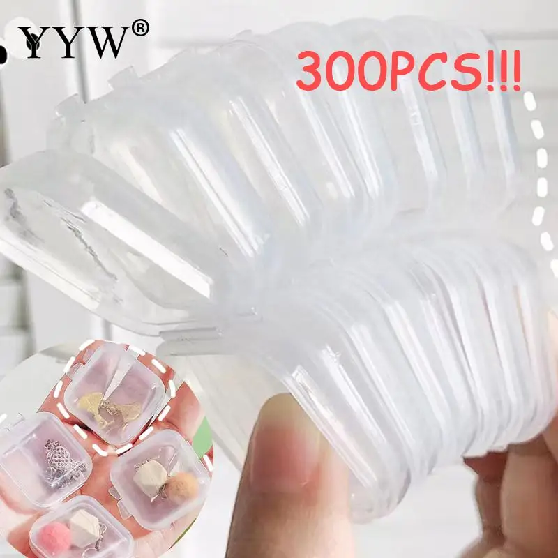 Wholesale 300pcs/Lot Mini Storage Box Transparent Polypropylene Pp Square Portable Flip Cover Small Case For Jewelry Pack Boxes