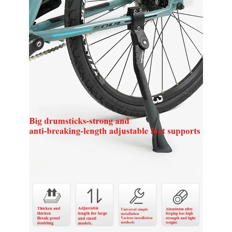 1PC Adjustable Bike Kickstand Aluminum Alloy Side Stand for MTB Folding Electric Bike Snow Vehicles 24-29 Inch Universal Fit