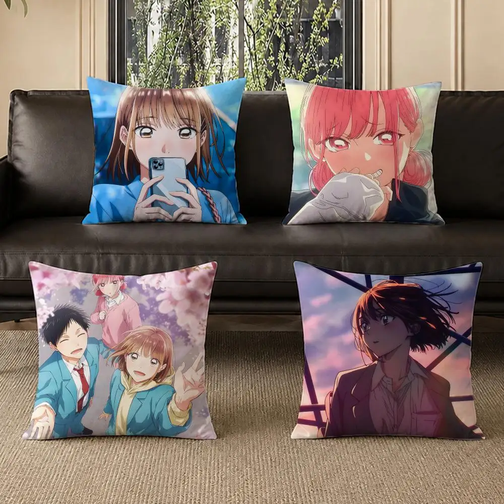 Anime BBlue Boxed Cushion Cover Washable Soft Thick Cushion Cover Decorative Pillowcase for Sofa Living Room Home