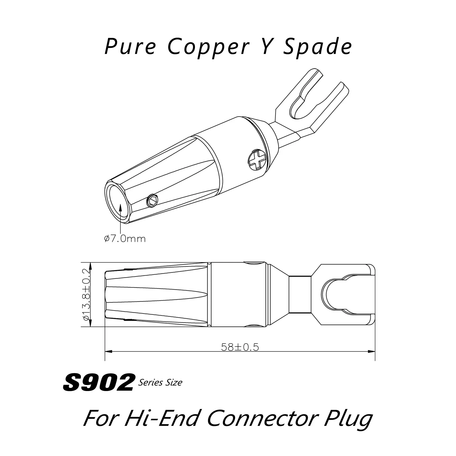 Monosaudio S902R/G  High Quality Y Spade Connector Pure Copper Rhodium/Gold Plated Spade Banana Connector DIY Speaker Cable