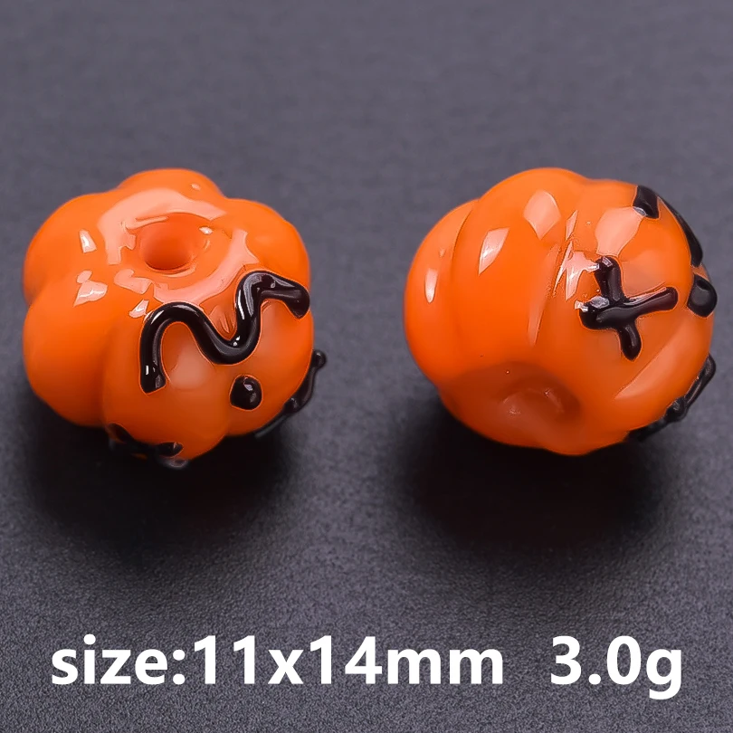 10pcs New Halloween Pumpkin Believing In Witches Straight Hole Beading Smiling Face Circle Bead Hand Diy Necklace Bracelet Make