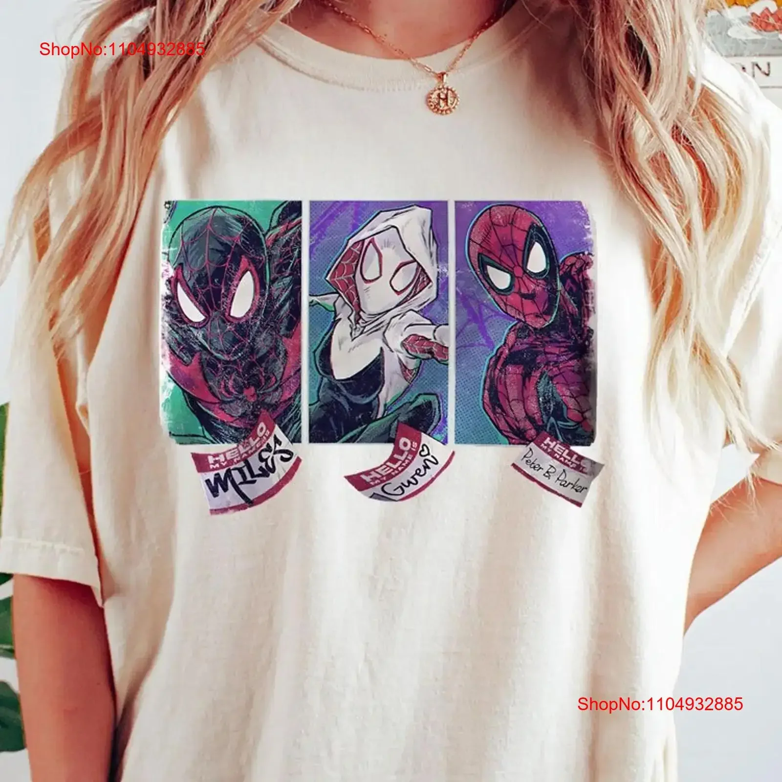 

Comic Book T Shirt Miles And Gwen Funny Geek Spiderverse Spider For vintage Washed Soft Comfortable designer clothes Unisex