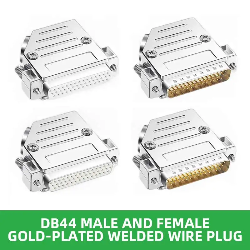 Industrial DB44 Male Female Plug HDB44 Pin 45/90 Degree Outlet Metal Shielding Shell D-SUB 44 Pin Soldering Wire Connector