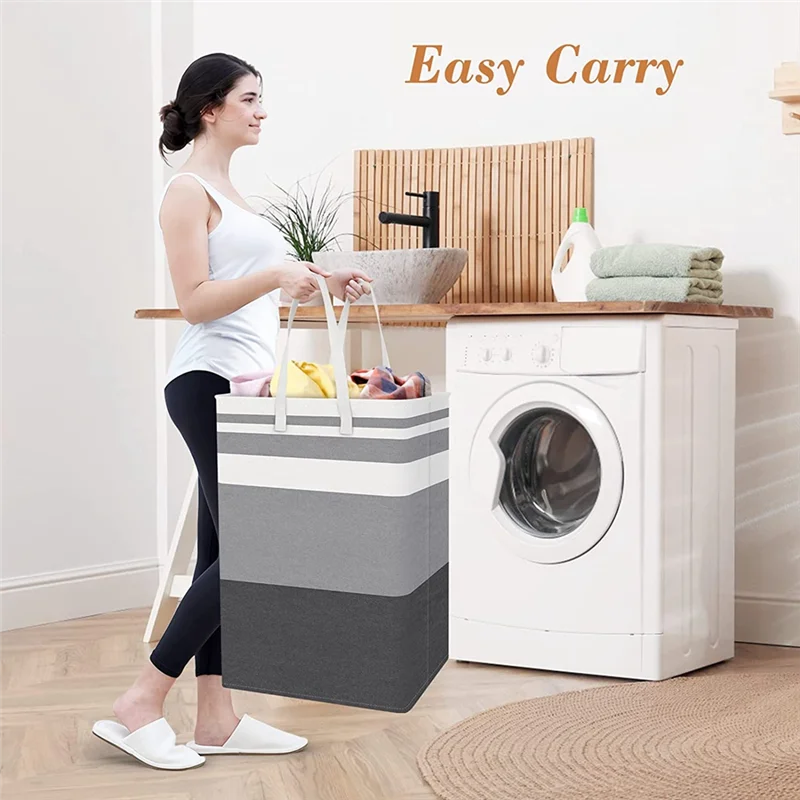 

3PCS Collapsible Laundry Basket Waterproof Basket Freestanding Laundry Hamper With Extended Handles For Clothes 75L-A27R