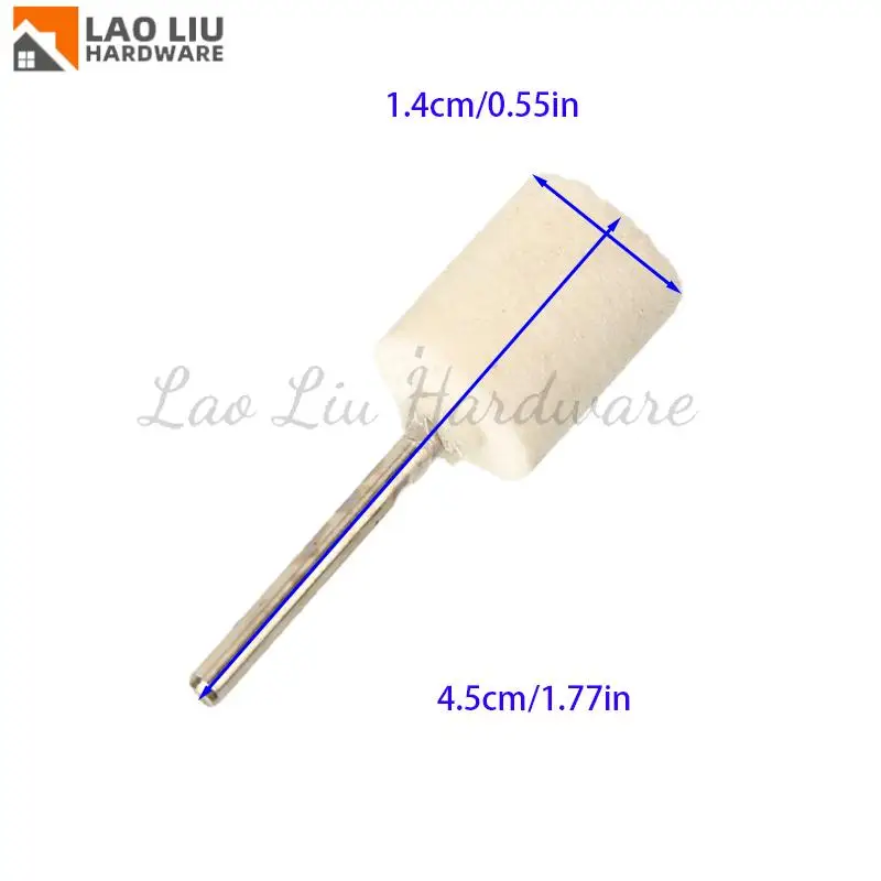 Roda Poles Wol Felt dengan Shank 3mm untuk Mesin Gerinda, Bor, dan Alat Putar, Grit 12mm