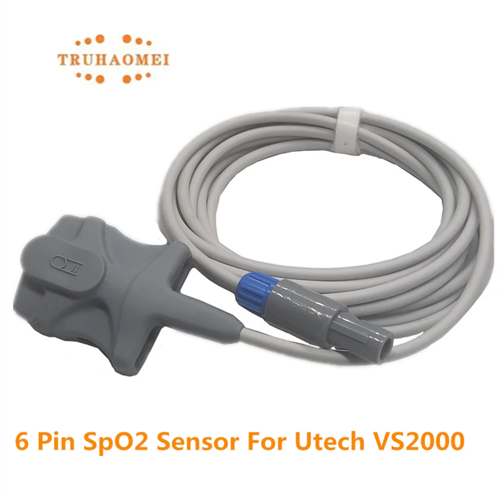 6 Pin Single SpO2 Sensor For Utech VS2000 Digital Tech Reusable SAO2 Heart Rate Probe with Adult Child Neonates Veterinary Clip