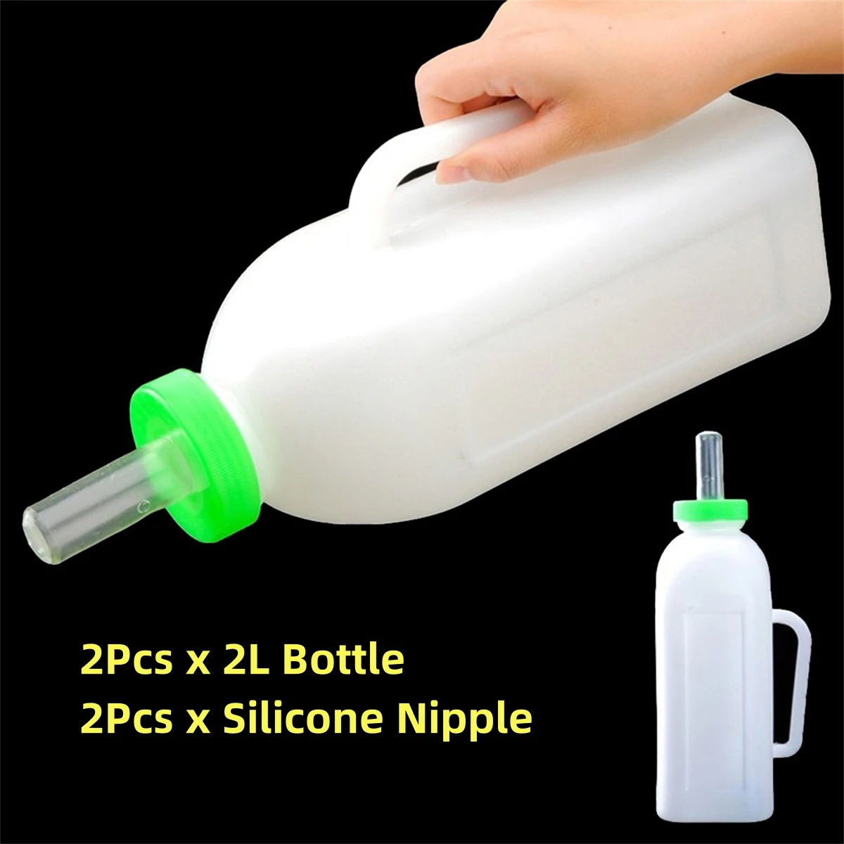 2L Lamb Milk Bottle with Nipple Calf Donkey Animal Veterinary Feeding Artifact Cow Sheep Milk Pot Farm Animal Feeding Tool 1Pc