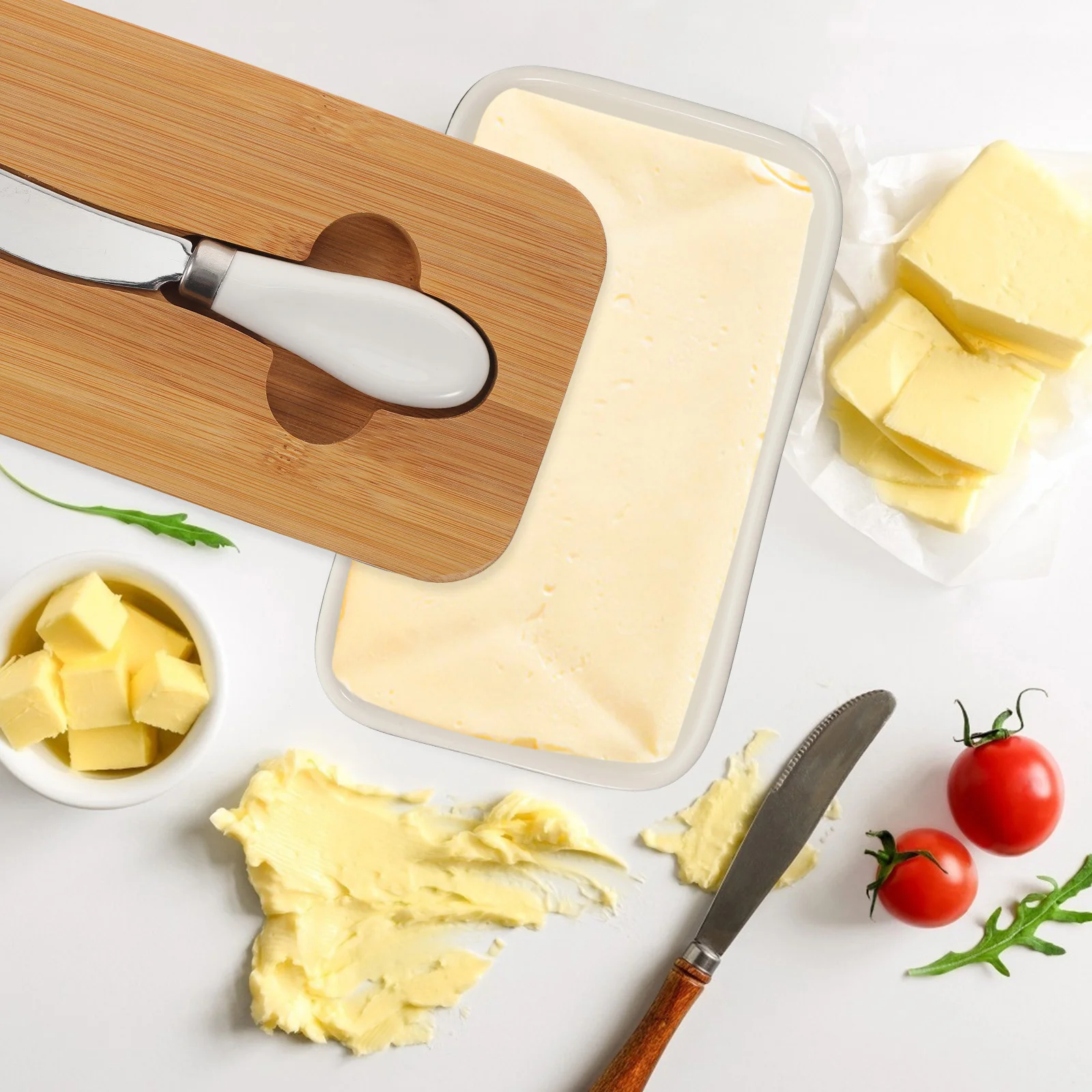 

1 Set Of Box With Lid Reusable Storage Container For Freezer Kitchen Use Butter Keeper Convenient Butter Holder Cheese Fridge