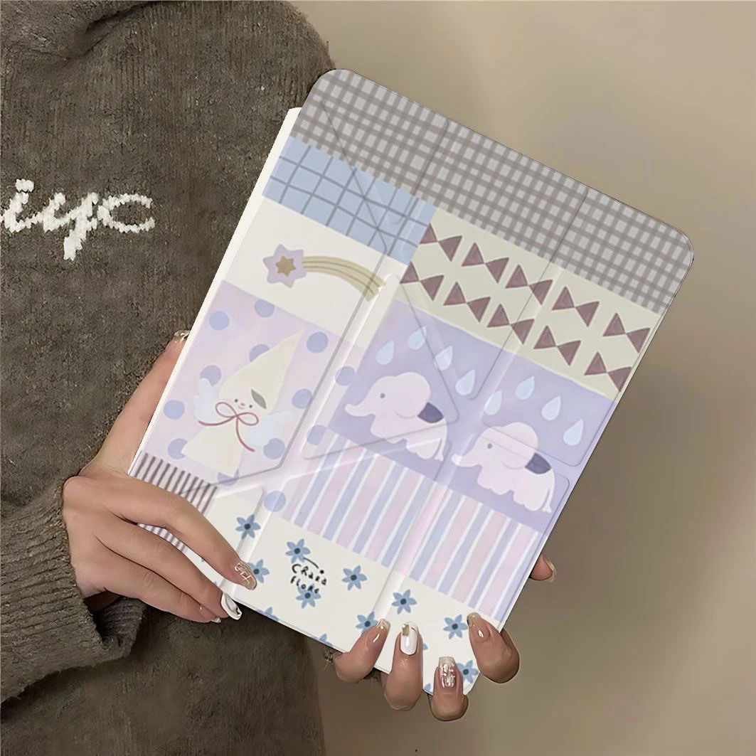 Cute Elephant Tablet Case For iPad Pro 11 12.9 13 A16 M2 M4 M3 M5 Shell 8.3 9.7 10.2 5/6/7/8/9/10/11th Mini Air 3 4 5 6 7 Cover