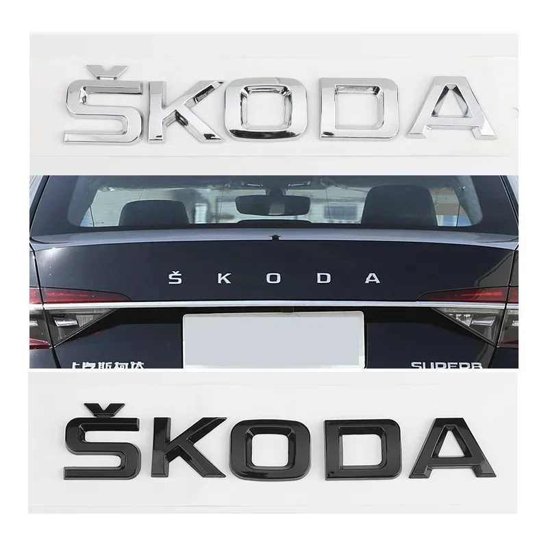 3D Car Stickers Lettering Rear Trunk Emblem Badge Decals for Skoda Logo VRS Kodiaq Karoq Superb Octavia Kamiq Fabia Rapid