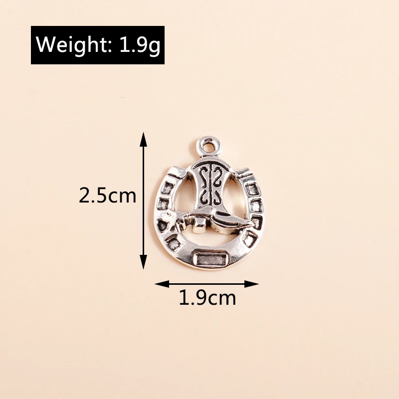 Leslie 10 Stück 19*25mm Legierung Antik Silberfarben Italienische Stiefel Pferdeschuh-Anhänger für Armbänder Halsketten DIY Schmuckzubehör – Detail 1