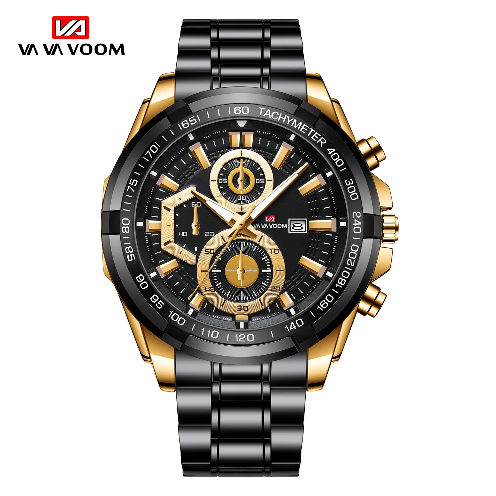 

Fashion Vava Voom Top Brand Men Quartz Watches Full Steel Luminous Date Waterproof Sport Business Watch Male Orologio Da Uomo