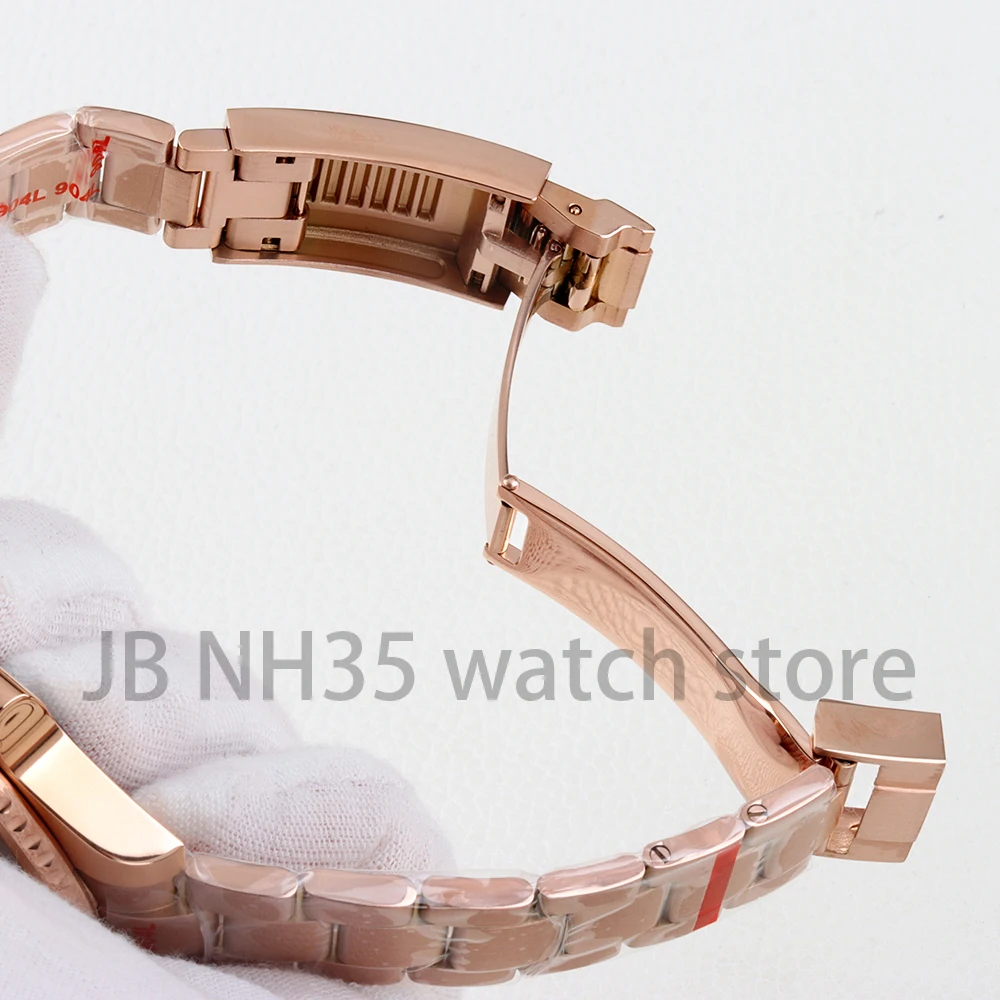Rose Gold /Gold Watch Case 40mm NH35 Watch Accessories For NH34 NH35 NH36 Movement 28.5mm Dial Waterproof Brushed Oyster Strap