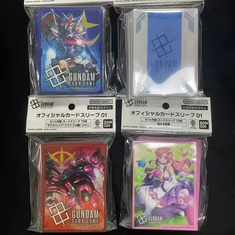 Hot Original Bandai Gundam Card Sleeves 70PCS/Set GCG-01 Lacus Clyne EFSF Zaku Protective Card Game Sleeves TCG Anime Collection