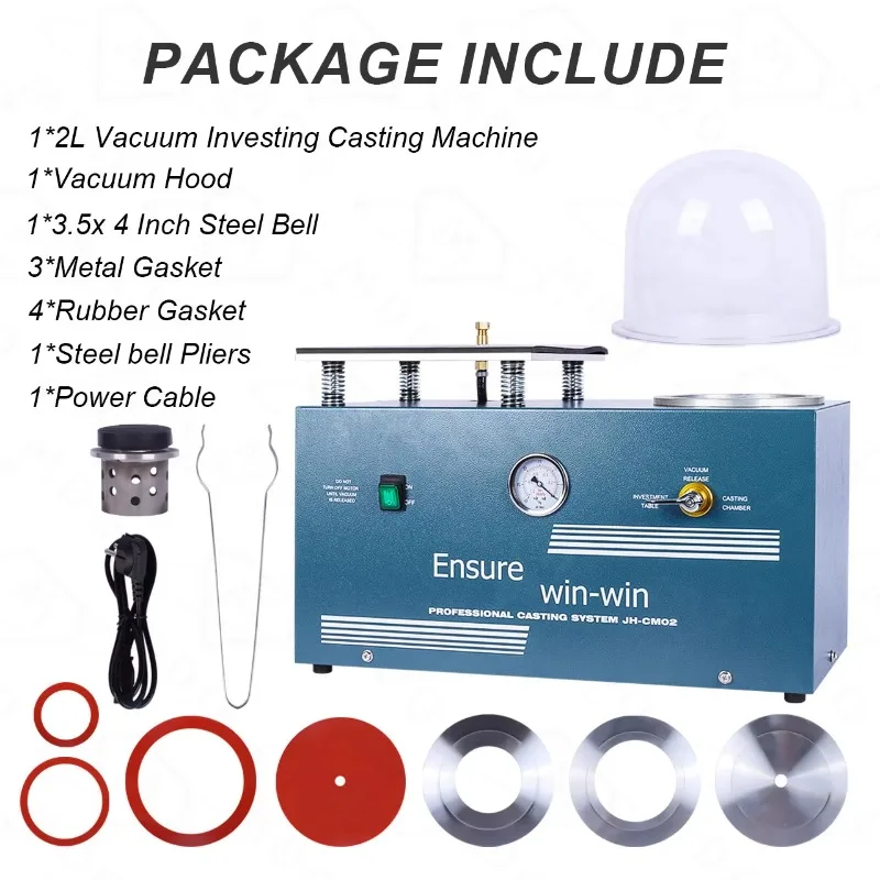 110 فولت/220 فولت فراغ الشمع المفقود الاستثمار مجموعة الصب مع جرة جرس لفرن ذوبان الذهب والفضة 2L آلة صب المجوهرات #2