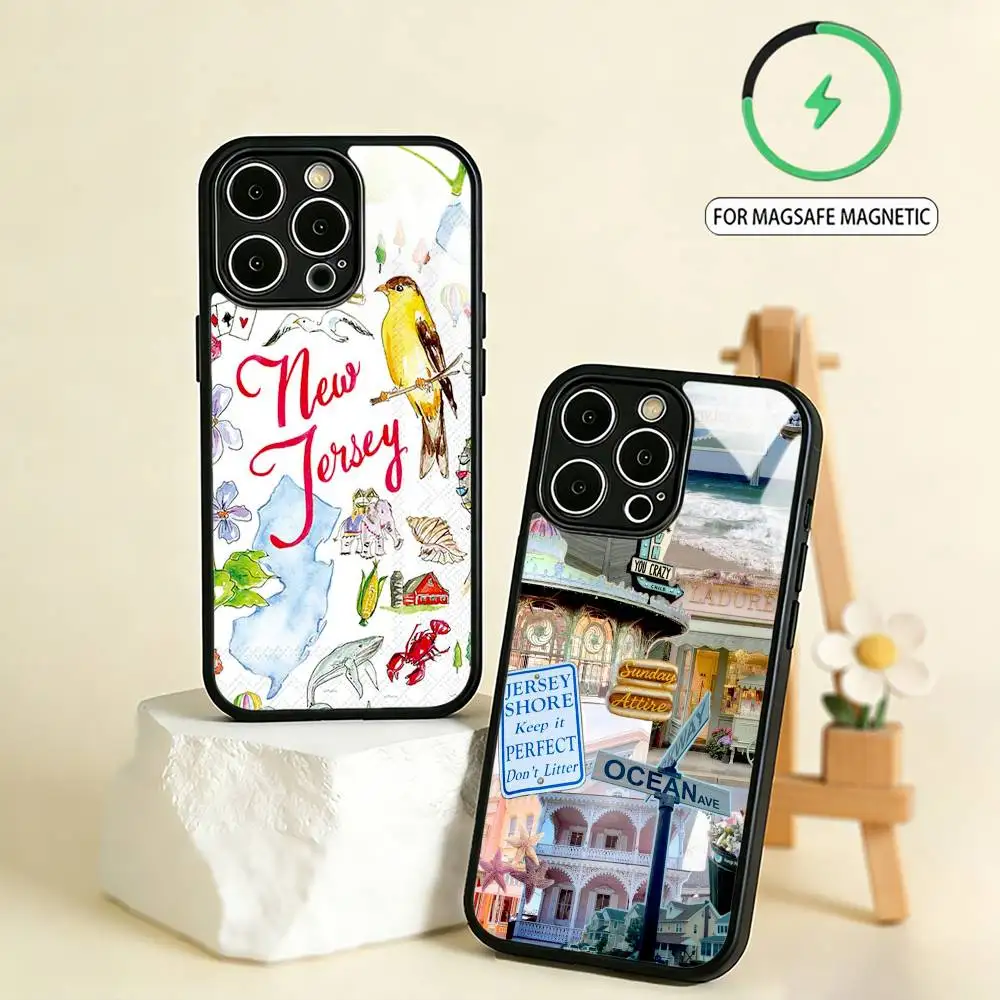 

New Jersey NJ Culture Phone Case For iPhone17,16,15,14,13,12,11 Plus,Pro Max Magnetic For Magsafe Wireless Charging