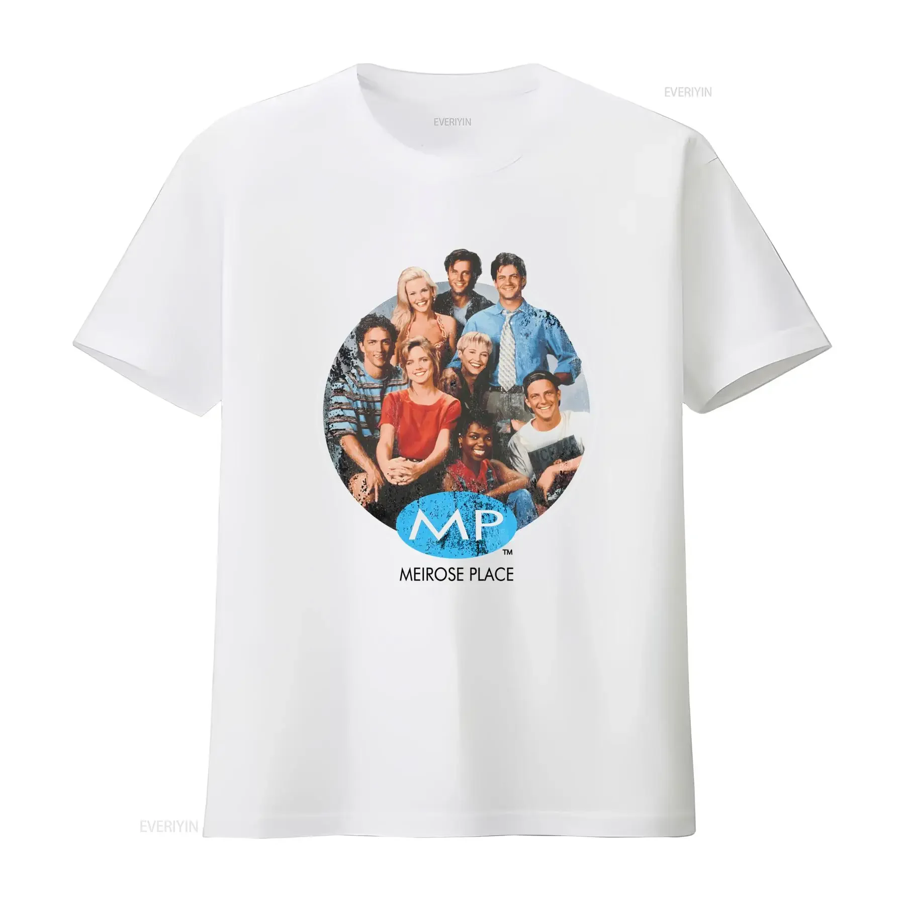 Vintage 90s MP TV Series Cast Print Casual T Shirt vintage Washed homme fashion Soft Slightly Stylish graphic streetwear