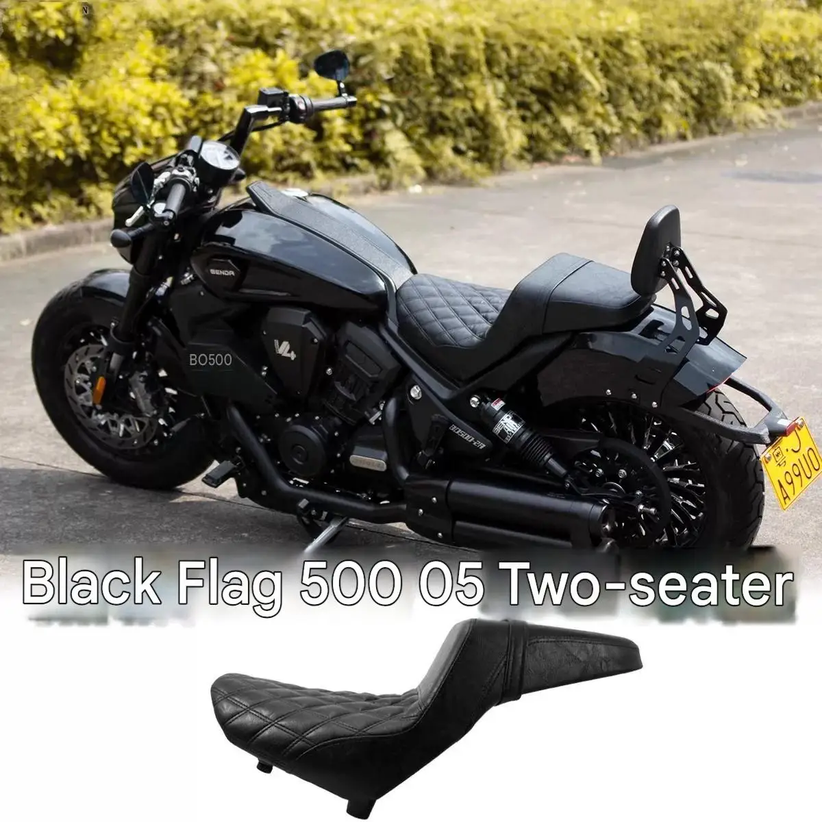 For Benda Dark Flag 500 Integrated Seat Cushion High-Low DS Retro Style with Rear Light High-Density Shock-Absorbing Sponge
